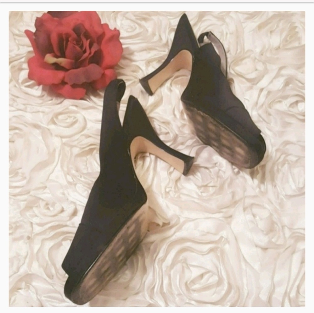 Sam & Libby Slingback Heels Open Toe Shoes Sz 6M.